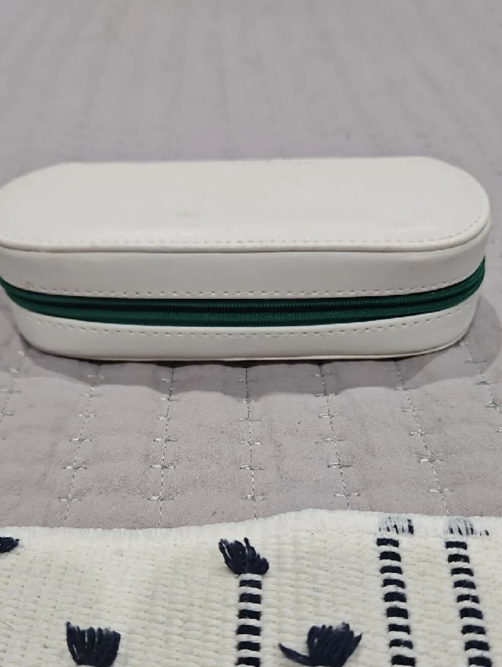 Lacoste White Leather Zip Eyewear Case